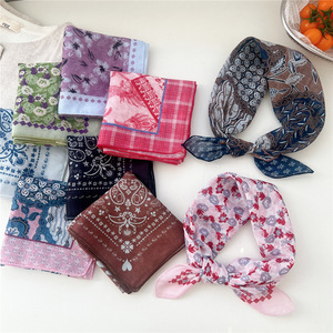 Cotton Linen <b>Square</b> <b>Scarf</b> 58cm Breathable Soft Artistic Decorative For Women Spring Autumn Summer Hair Covering - Product Image 3