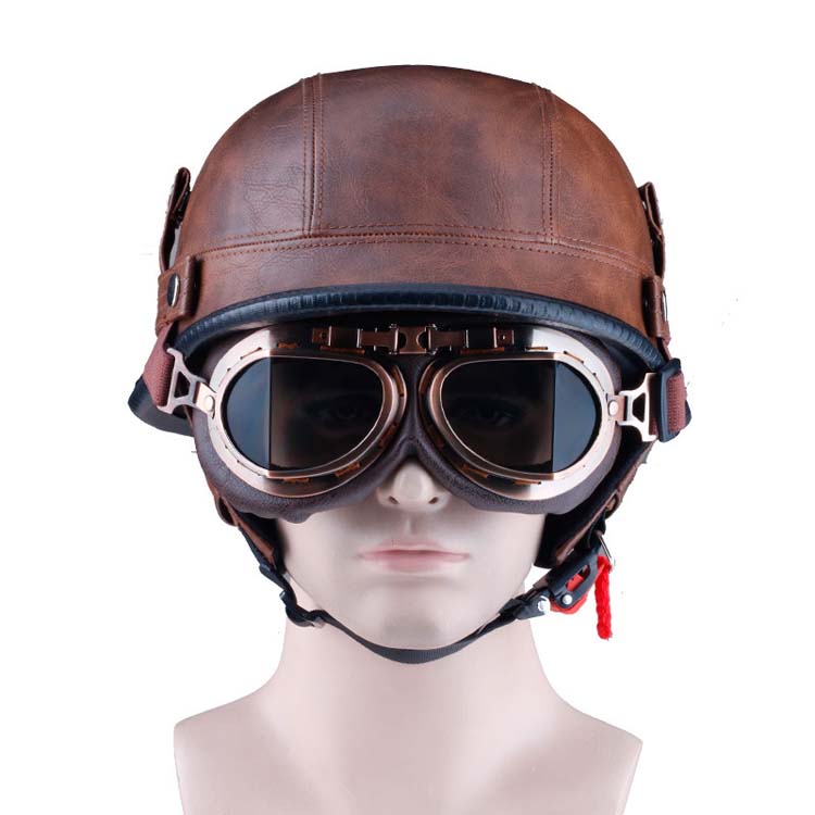 dot approved leather motorcycle helmet Vintage German Style (DOT) The Daytona Skull Cap Helmet is a slim line half helmet made of leather Factory Custom German Leather Half