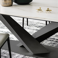 Table de cuisine minimaliste italienne restaurant moderne plateau en marbre nordique ensemble de table à manger 8 places table longue