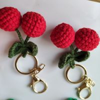 Tissé à la main en peluche Crochet fraise pastèque cerise carotte banane porte-clés bricolage tricoté simulation nourriture fruits porte-clés sac breloque