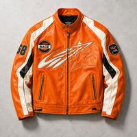 Blouson en cuir de motard vintage style color block avec patchs personnalisés, vêtements de motard, fabricant de vêtements, marque streetwear