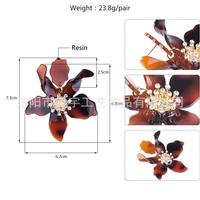 Boucles d'oreilles surdimensionnées à fleurs pour femmes, pétales en acrylique vert, clous floraux sculpturaux liquides, bijoux bohèmes esthétique Y2K