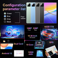 Tablet PC Profesional para Adultos, Pantalla Capacitiva de 10.1 Pulgadas, Doble SIM, Llamadas 4G, Android 15, 12GB+512GB ROM, 1920x1200