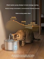 Fontaine à eau pour chat 2L/67.63oz en acier inoxydable, distributeur d'eau pour chien avec filtre, fontaine à eau automatique pour animaux de compagnie