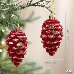 Surtido <span class=keywords><strong>de</strong></span> Adornos Colgantes para Árbol <span class=keywords><strong>de</strong></span> <span class=keywords><strong>Navidad</strong></span>: Piñas, Casitas, <span class=keywords><strong>Bastones</strong></span> <span class=keywords><strong>de</strong></span> <span class=keywords><strong>Caramelo</strong></span>, Adornos <span class=keywords><strong>de</strong></span> Terciopelo Rojo, Adornos Colgantes y Decoración <span class=keywords><strong>de</strong></span> Remate para Árbol - Product Image 6