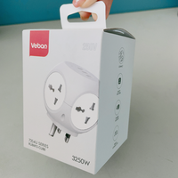 Adaptateur de voyage universel portable Veban modèle 7354 à 4 prises UK avec multiprise, en plastique ABS, 13A, pour vente en gros