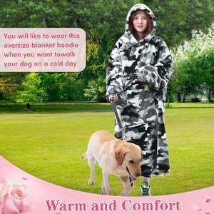 Style coréen Camouflage surdimensionné flanelle à capuche luxe usage domestique <span class=keywords><strong>couverture</strong></span> portable chaud confortable épais <span class=keywords><strong>polaire</strong></span> <span class=keywords><strong>manches</strong></span> grand - Product Image 5