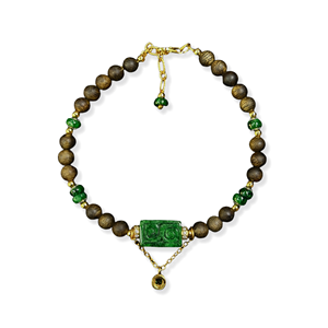 Pulsera de Jadeíta Natural Birmana Grado A Lu Lu Tong Verde con Agarwood para <span class=keywords><strong>Mujer</strong></span>, Regalo de Jadeíta (con NGTC) - Product Image 1
