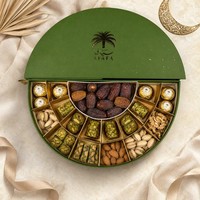 Boîtes cadeaux personnalisées de luxe pour le Ramadan et l'Aïd, en forme de croissant, emballage rigide en papier pour dattes, chocolats, bonbons, noix, logo en feuille d'or, vente en gros OEM