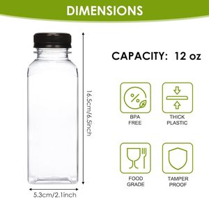 Bouteilles en plastique PET vides réutilisables avec logo personnalisé pour jus et thé, contenants de boissons en vrac, couvercles et gobelets - Product Image 2