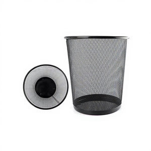 Corbeille à papier en métal noir, poubelle de bureau, corbeille à déchets ronde en fil métallique pour la maison, le bureau, l'école, la salle de bain, la chambre - Product Image 6