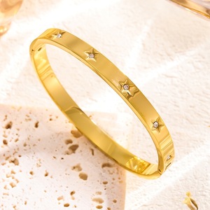 Wholesale Trendy Star Design Cuff & <b>Bangles</b> <b>Bracelet</b> 18K Gold & Silver Plated Chic Diamonds for Women's Gift Occasions - Product Image 5
