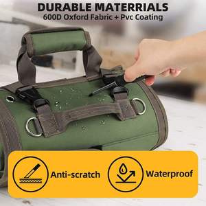Sac à outils multifonction avec fermeture à glissière, résistant à l'eau, poignée portable, emballage enroulable pour réparation électrique, 200 lb - Product Image 3