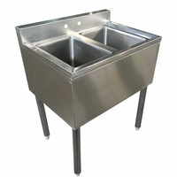 Évier de bar double bac commercial Xiangying en acier inoxydable 304, robuste, grande capacité, autoportant, finition brossée mate personnalisée