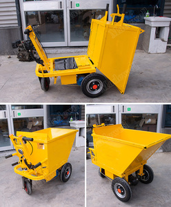 Chariot de transport à trois roues orange, poussé à la main, avec capacité de virage à 90 degrés, pour usage en construction - Product Image 5