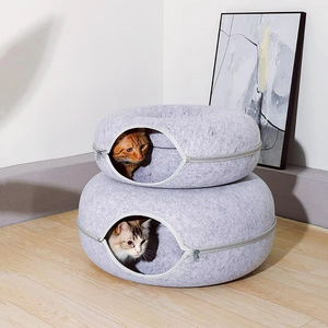 Nuevo diseño de accesorios para productos para mascotas, fieltro lavable personalizado, juguete para gatos, Donut, túnel para gatos, cama, Donut, cueva para gatos - Product Image 1