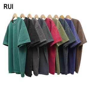 T-shirt à manches courtes pour homme RUIQUWIN, taille plus, vintage, lavé, 100% coton peigné, uni, séchage rapide, respirant, de haute qualité, durable - Product Image 1
