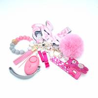 Accessoires de coque de spray en plastique brillant, ensemble de porte-clés boîte à pilules en diamant, porte-clés de défense personnelle en strass pour femmes, vente en gros