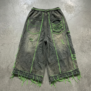 Proveedor Destacado: Shorts de Mezclilla Rasgados para Hombre, Estilo Urbano, Desgastados, TKAN830, Holgados, Hip Hop, Vintage, Azul Claro, Verano - Product Image 2