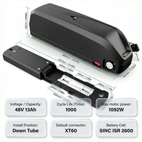 Batterie de vélo électrique au lithium-ion 48V 13Ah avec cellules chinoises de 2600mAh, BMS 30A et port XT60 pour moteur 250-1000W, stock DE