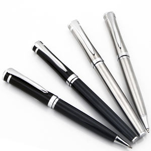 Stylo bille en métal argenté torsadé en acier inoxydable - Product Image 3