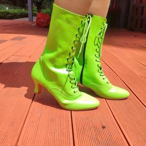 Evkoodance FLG240928G-Botas de <span class=keywords><strong>Baile</strong></span> de Tacón <span class=keywords><strong>Cubano</strong></span> Verde Fluorescente para Mujeres, Zapatos de Fiesta Latina de Jazz <span class=keywords><strong>Salsa</strong></span> A LA Moda para Bailar - Product Image 5