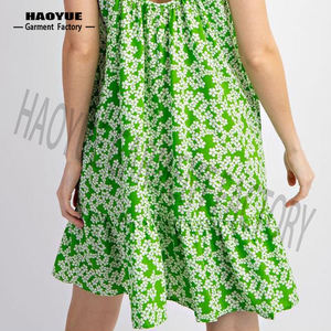 Abito Casual da donna con stampa personalizzata e stampa floreale tropicale con spalline sottili in Rayon 100% con collo corto rotondo da spiaggia stile <span class=keywords><strong>Hawaii</strong></span> - Product Image 4