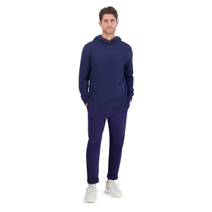 Sweat à capuche tricoté bleu marine personnalisé pour homme, pull molletonné doux, sweat à capuche uni bleu marine décontracté, vente en gros - Product Image 1