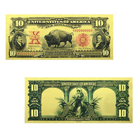 Ensemble complet de billets factices en dollars américains (1, 2, 5, 10, 100) en feuille d'or, carte de billet de banque commémorative