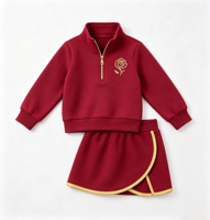 Ensemble 2 pièces pour filles : Sweat-shirt à demi-zip et jupe-short, tenue de sport pour tout-petits, idéale pour le cheerleading et le yoga