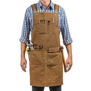 Men's Canvas <b>Work</b> <b>Apron</b> With Multiple-Pockets Tool-Holder Brown Durable Overalls For Workshop Garage-Repair - Product Image 1
