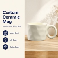 Mug en céramique bleu mat personnalisé, mug à café côtelé moucheté, mug en grès vintage, impression de logo, vente en gros usine OEM