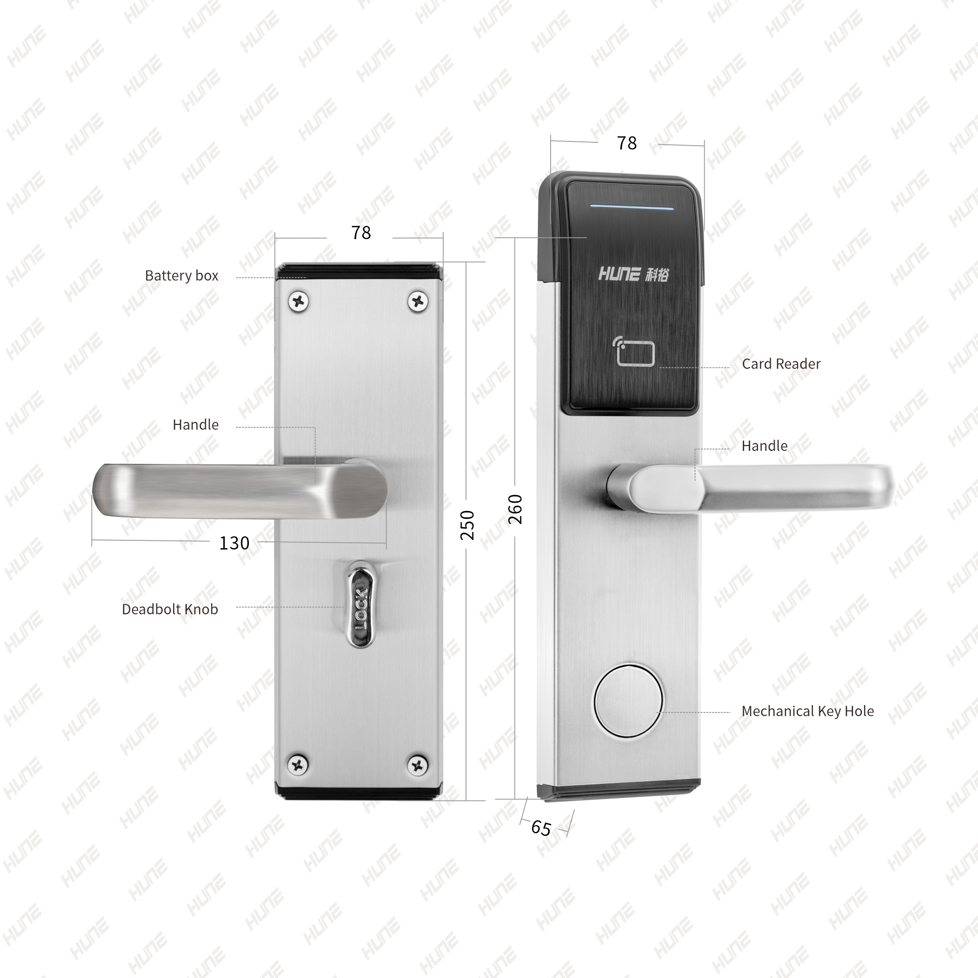 Hune Hotel Door Lock Card Reader Access Control NFC UL Fireproof Manufacturer 304 Stainless Steel With TT Hotel Lock APP Matter · image 2