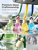 Diffuseur de parfum pour voiture à suspendre Auto-Aroma – 4 senteurs rafraîchissantes – Bouteille diffuseur d'huiles essentielles pour rétroviseur – Parfum longue durée pour voiture
