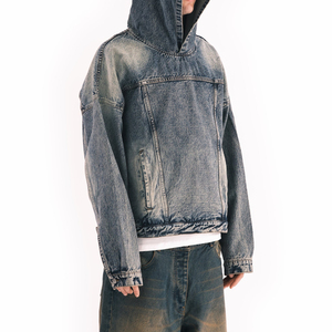 เสื้อฮู้ดดี้เดนิมผู้ชายคุณภาพสูง ผ้าฝ้าย 100% สำหรับฤดูหนาว ODM ทรงโอเวอร์ไซส์ สไตล์สตรีทแวร์ - Product Image 5