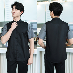 Wholesale Customized Logo Restaurant Bar Uniform Bartender Work Shirt Work Clothes Waiter Uniform Waiter Shirts - Product Image 2