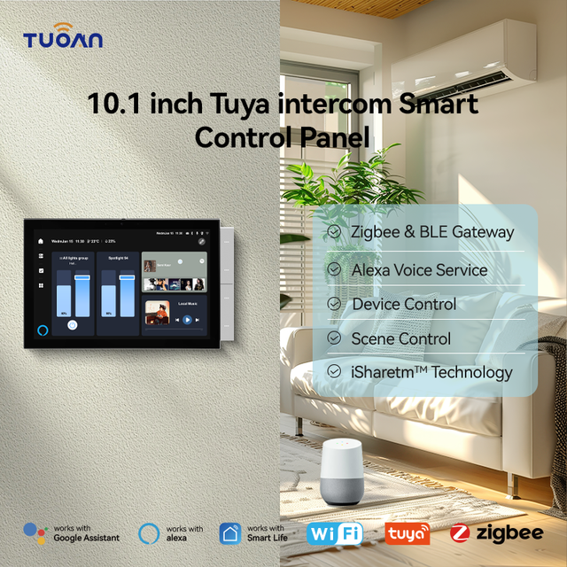 10 Inch Smart Home Appliances Tuya Zigbee Gateway Multi-function Central Touch Screen Control Panel Light Wall Switch