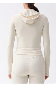 Haute qualité femmes <span class=keywords><strong>Ski</strong></span> costume Yoga porter des vêtements de sport entraînement côtelé demi fermeture éclair Legging épissage à capuche veste Gym Fitness ensembles - Product Image 5