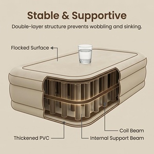 Kasur Angin Tiup Lipat Portabel PVC Flocking dengan Pompa Terintegrasi untuk Rumah, Dalam Ruangan, Luar Ruangan, Mobil, dan Berkemah - Product Image 4