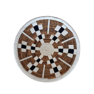 Bohemian Woven <b>Wall</b> Basket <b>Decor</b> <b>Large</b> Geometric Black and White Seagrass <b>Wall</b> Plate Handmade Rustic Hanging Art - Product Image 1