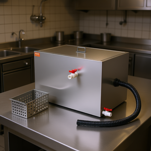 Séparateur de graisse commercial Vevor 40 lb en acier inoxydable 10 GPM à entrée latérale pour cuisine de restaurant - Product Image 2