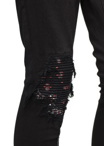 Modello di <span class=keywords><strong>Jeans</strong></span> gratis con Bandana Vintage pieghettato a mano toppe al ginocchio fabbricazione di <span class=keywords><strong>Jeans</strong></span> - Product Image 6