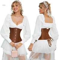 Corset amincissant pour femme, effet ventre plat, sous-poitrine, style Steampunk, à lacets, 26 baleines en acier, maintien moyen, type bustier