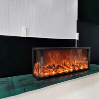 Cheminée électrique encastrée moderne Flamme LED Contrôle intelligent Meuble TV en acier inoxydable Salon Langue française Ménage