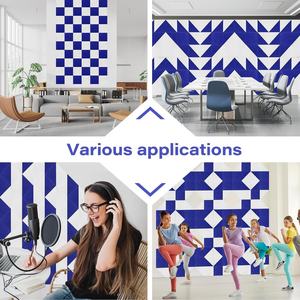Fourniture d'usine Panneau acoustique en fibre de polyester Panneaux muraux insonorisés triangulaires bleus et blancs auto-adhésifs pour la décoration intérieure - Product Image 6