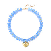 Collier Pendentif Cœur Perlé Coloré en Résine Acrylique Fait Main – Chaîne de Clavicule pour Usage Quotidien – Accessoire Tendance
