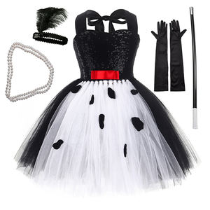 <span class=keywords><strong>Vestido</strong></span> de tul con lentejuelas y tocado para niños, conjunto de ropa infantil para fiesta, <span class=keywords><strong>Cruella</strong></span>, Cosplay, Carnaval, 2022 - Product Image 1