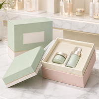 Boîte rigide en carton gris écologique, étiquetée sous marque privée, avec insert en EVA pour coffret cadeau de maquillage et cosmétiques, couvercle et base inclus.