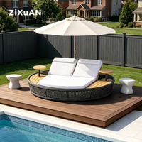 Meubles de jardin modernes, canapé incurvé, chaises longues en aluminium pour terrasse, balcon, piscine, ensemble table et chaises pour 4 personnes