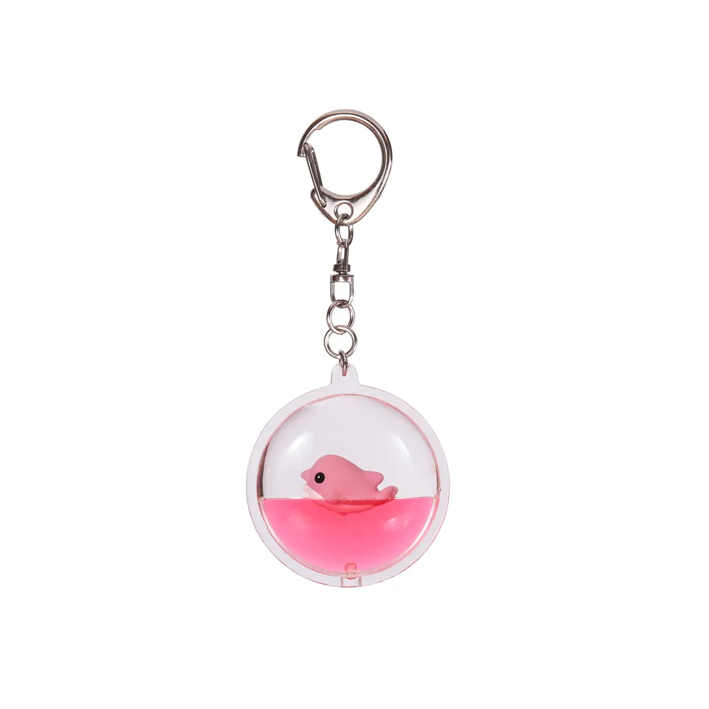 Promotional Fashion Gifts Clear Acrylic Liquid Oil Water Dolphin Keychain Keyring Custom